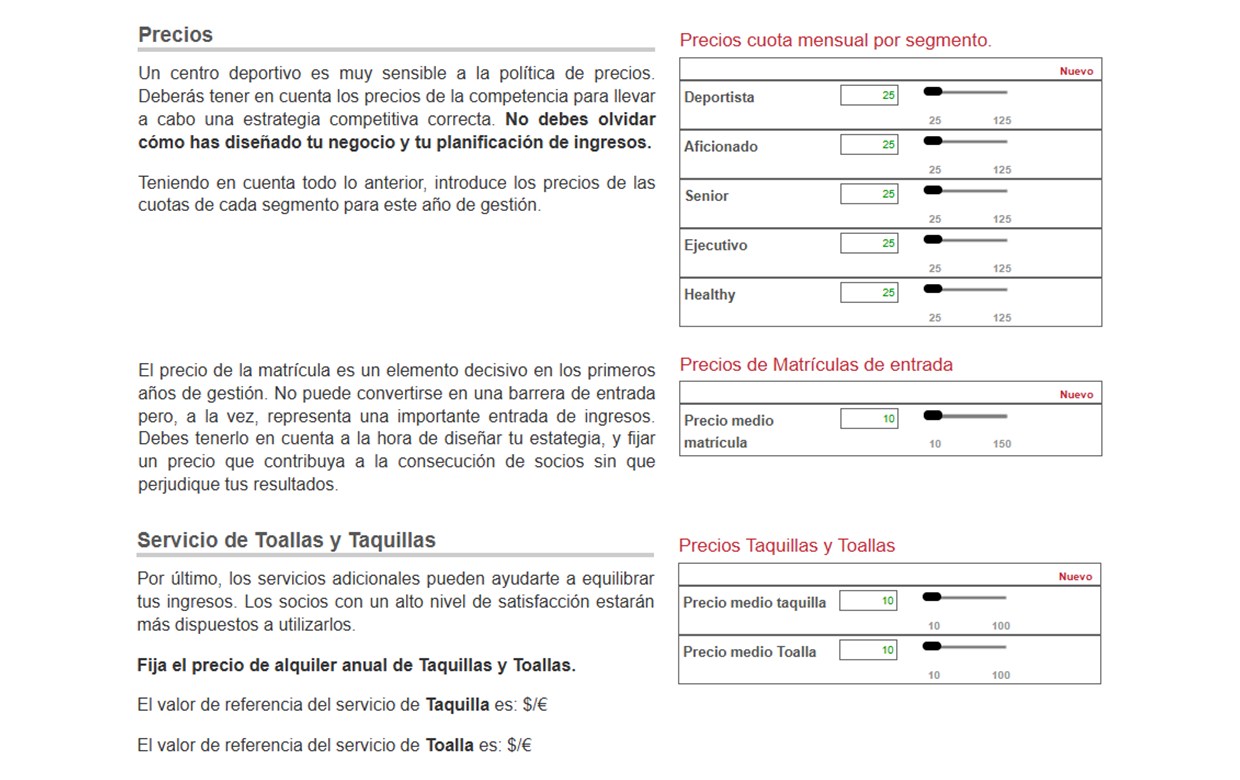 Decisiones — Precios